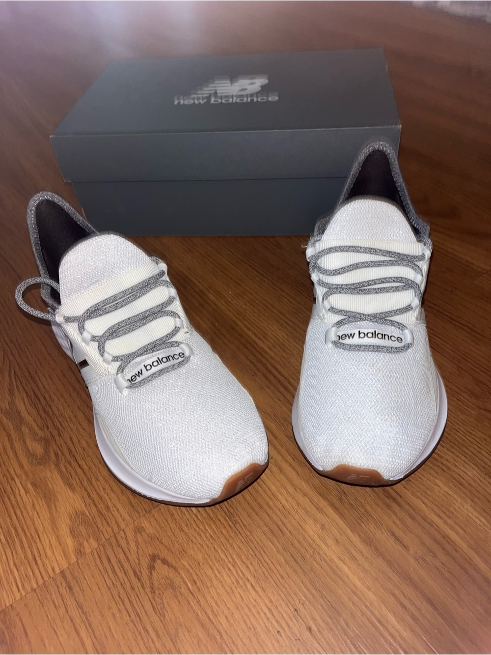 New Balance Women's White Athletic Sneakers with Gray Accents